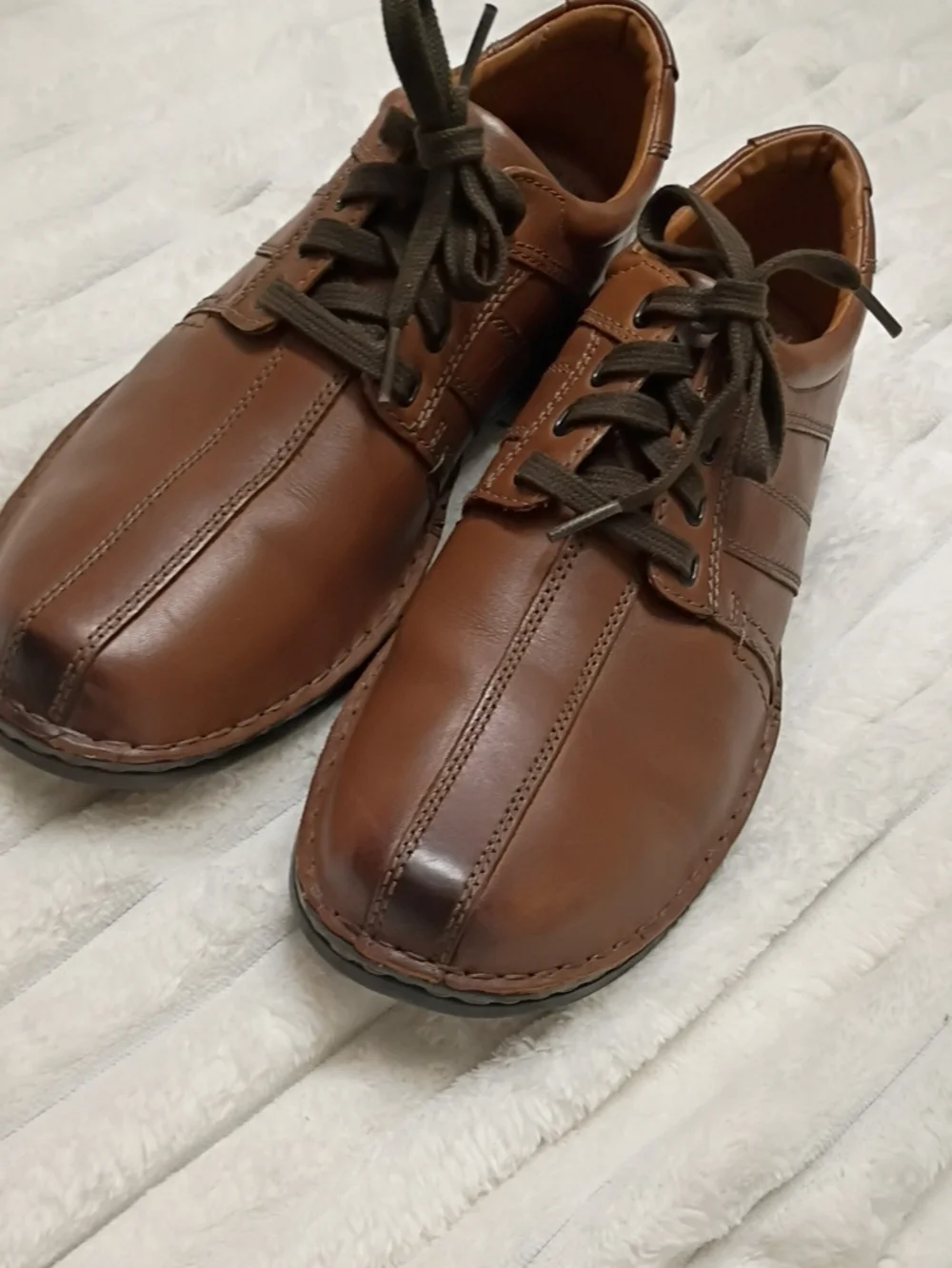 Clarks Toureg Vibe Mens Brown Leather Flat Lace Up Dress Shoes 9.5W